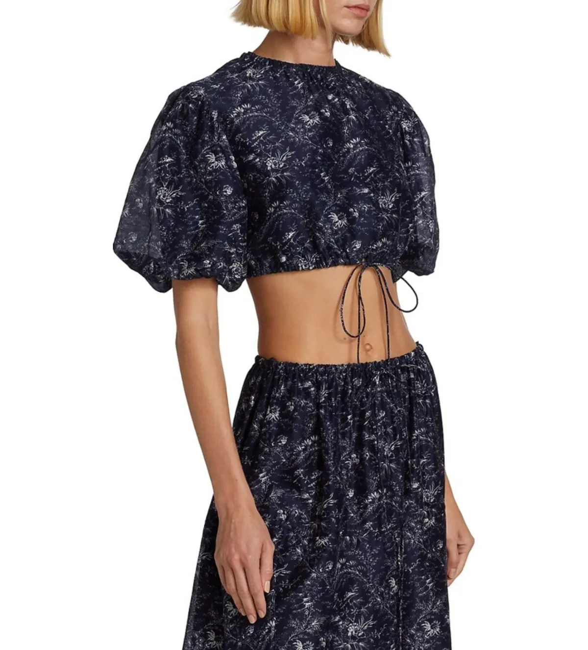 Sir The Label Caprice Puff-Sleeve Cropped Top and Maxi Skirt Set Navy Floral Size 0/AU 6 - Image 3