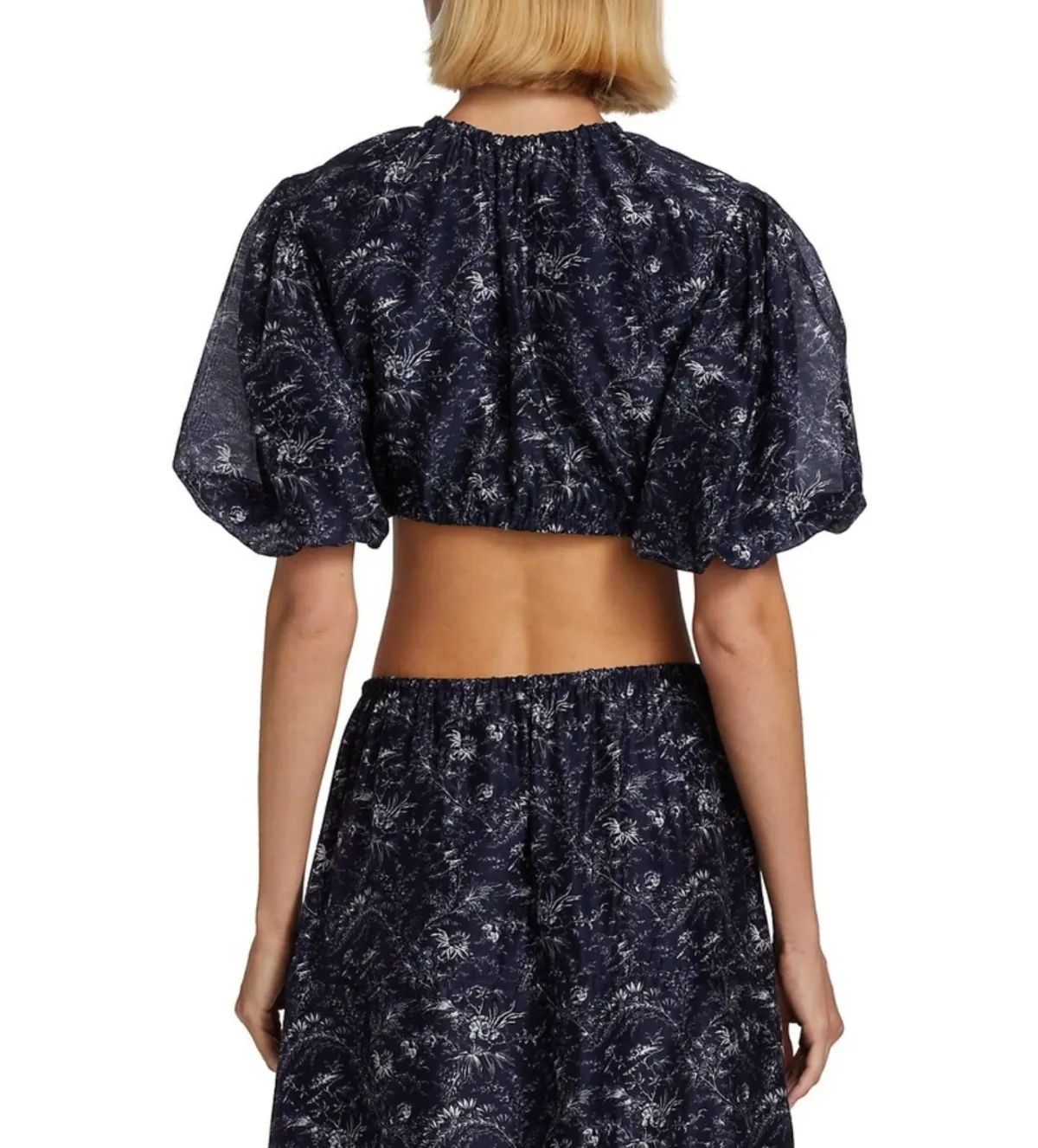 Sir The Label Caprice Puff-Sleeve Cropped Top and Maxi Skirt Set Navy Floral Size 0/AU 6 - Image 4