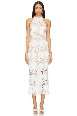 Elliatt Daffodil Lace Halter Midi Dress White Size M / AU 12 for rent on The Volte - image 1