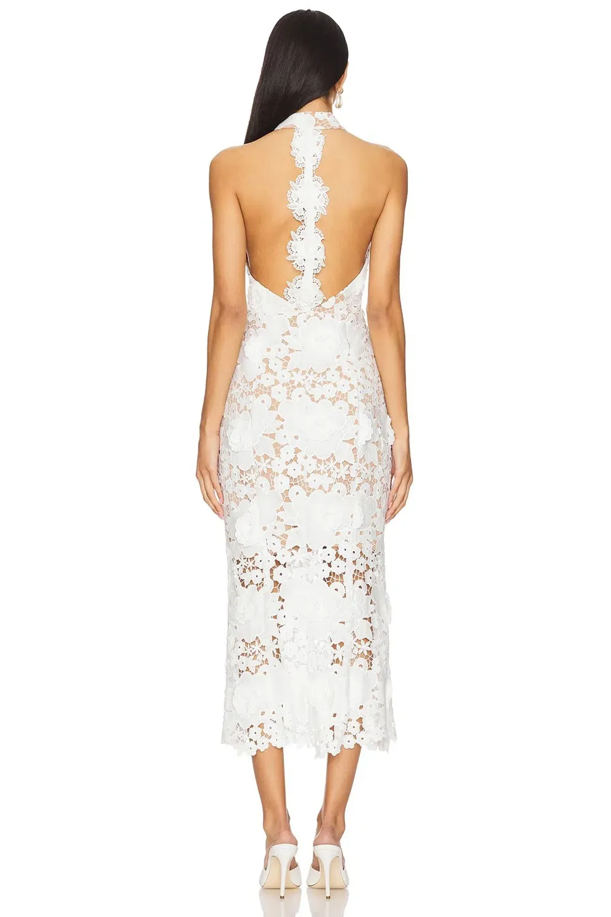 Elliatt Daffodil Lace Halter Midi Dress White Size M / AU 12 - Image 2