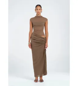 Benni Milo Mesh Maxi Dress Mushroom Size AU 12 for rent on The Volte - image 1