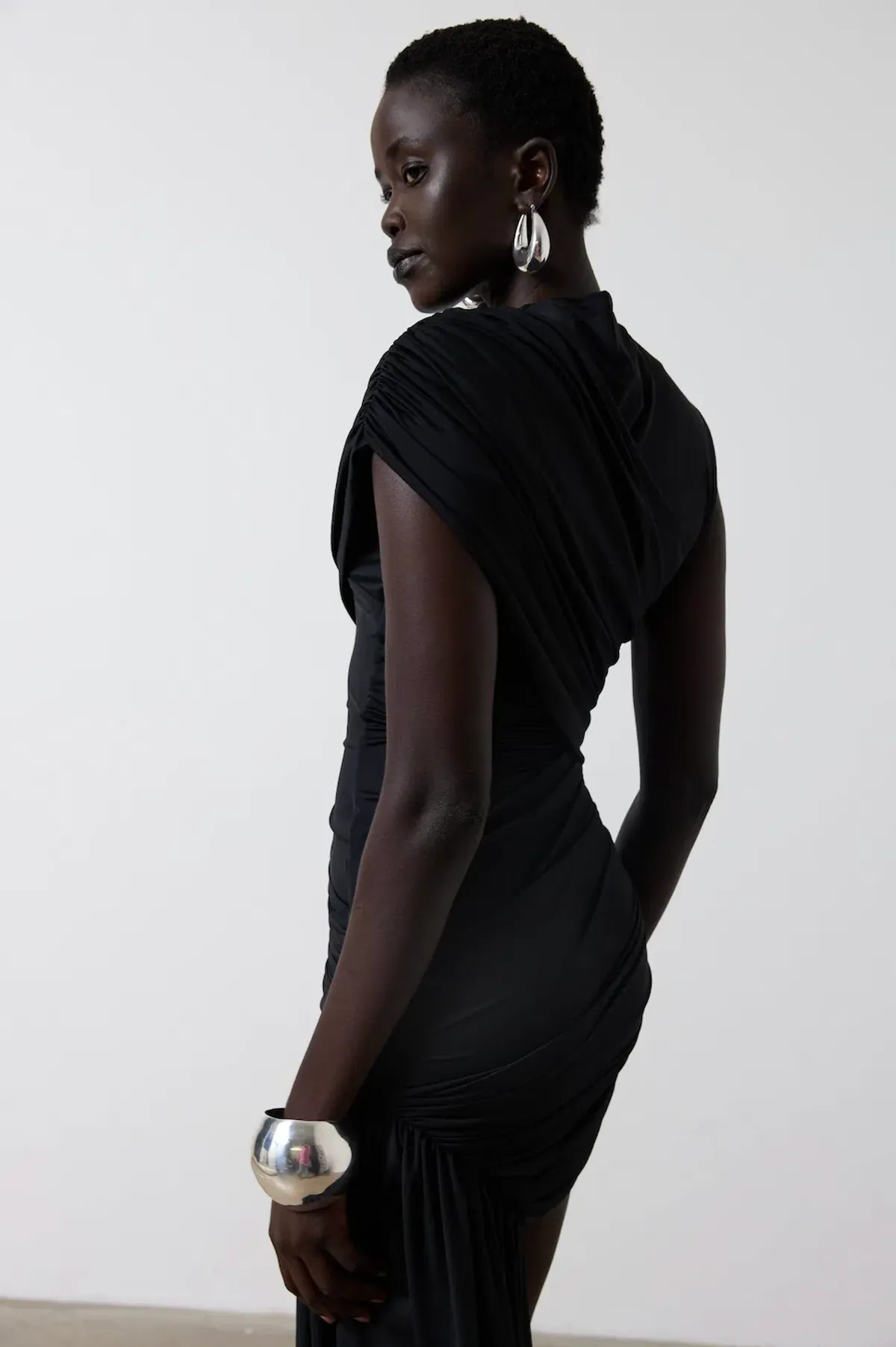 De La Vali Ravenna Spandex Jersey Mini Dress Black Size UK / AU 6-8 - Image 5