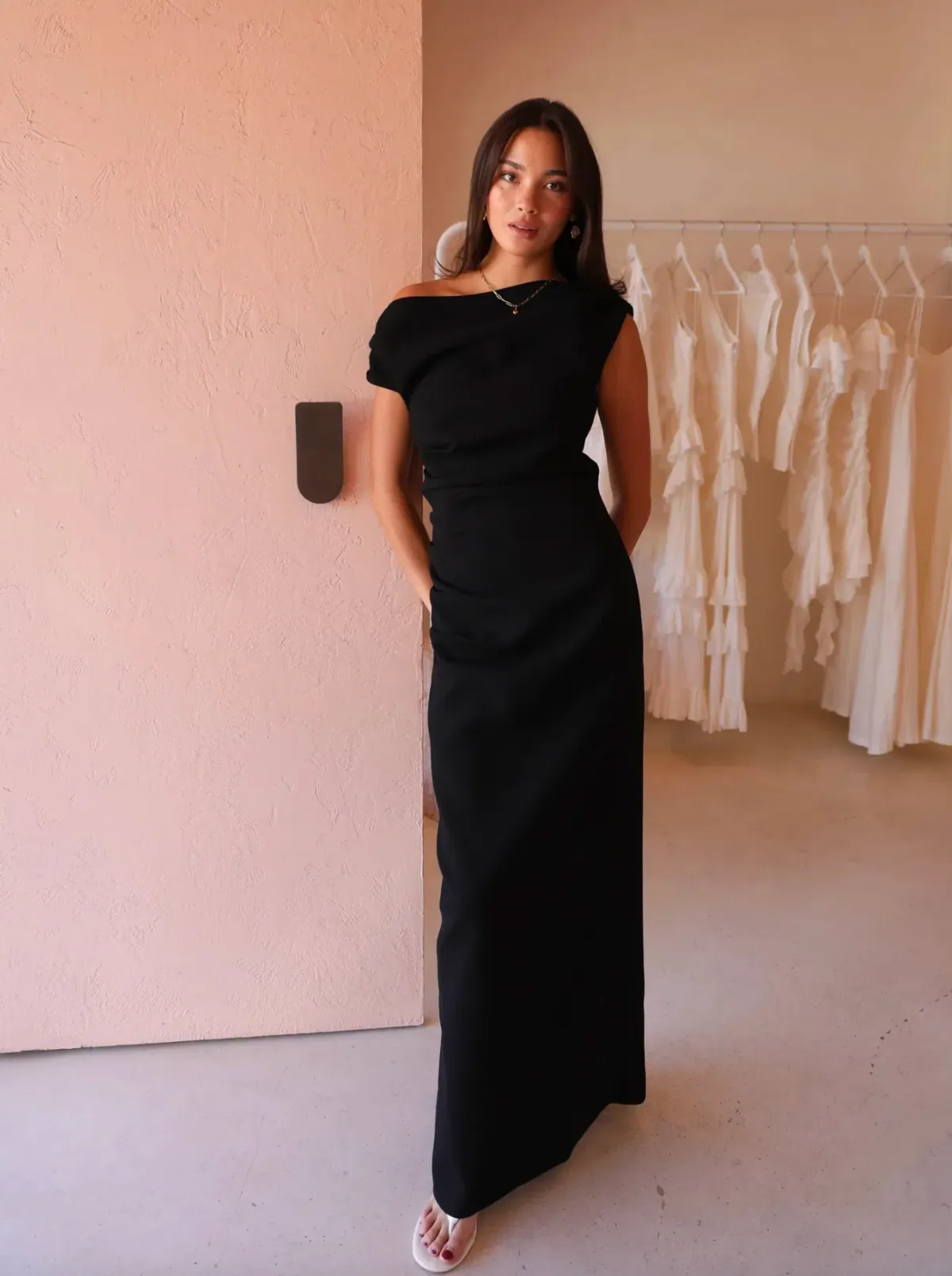By Nicola Vivian Crepe Maxi Dress Black Size 12 - Image 2