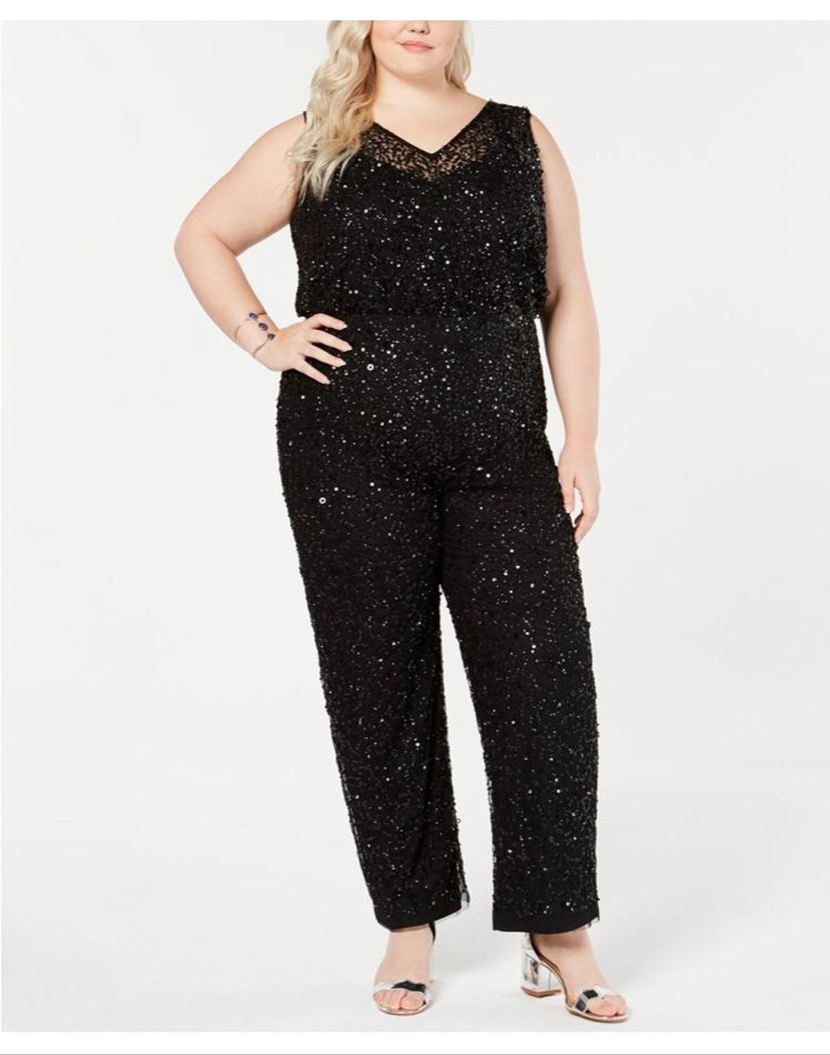 Adrianna Papell Sequin jumpsuit Black size 18 - Image 1