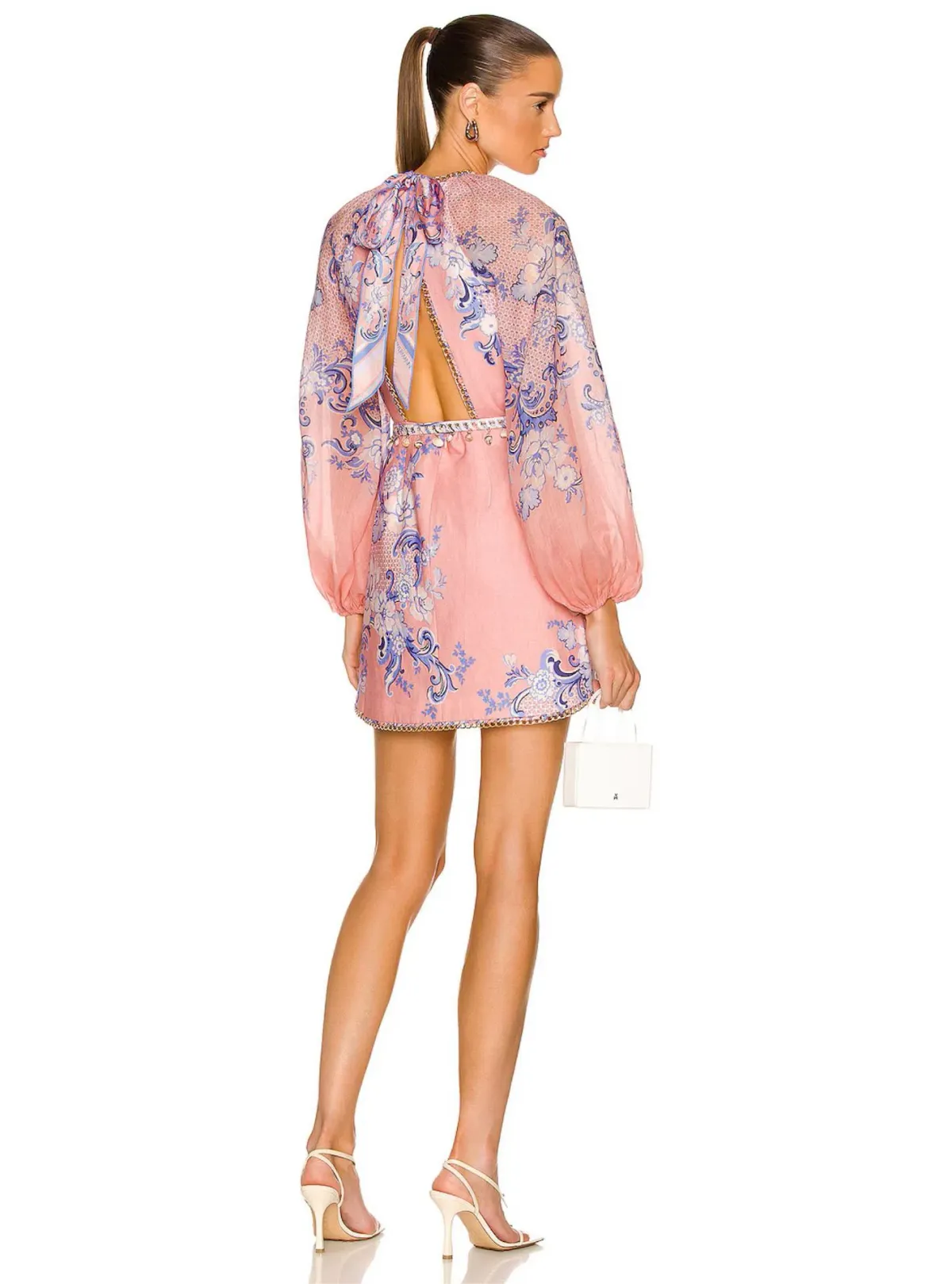 Zimmermann Postcard Mini Dress Swirl Floral Coral Print Size 0 / Au 8 - Image 2