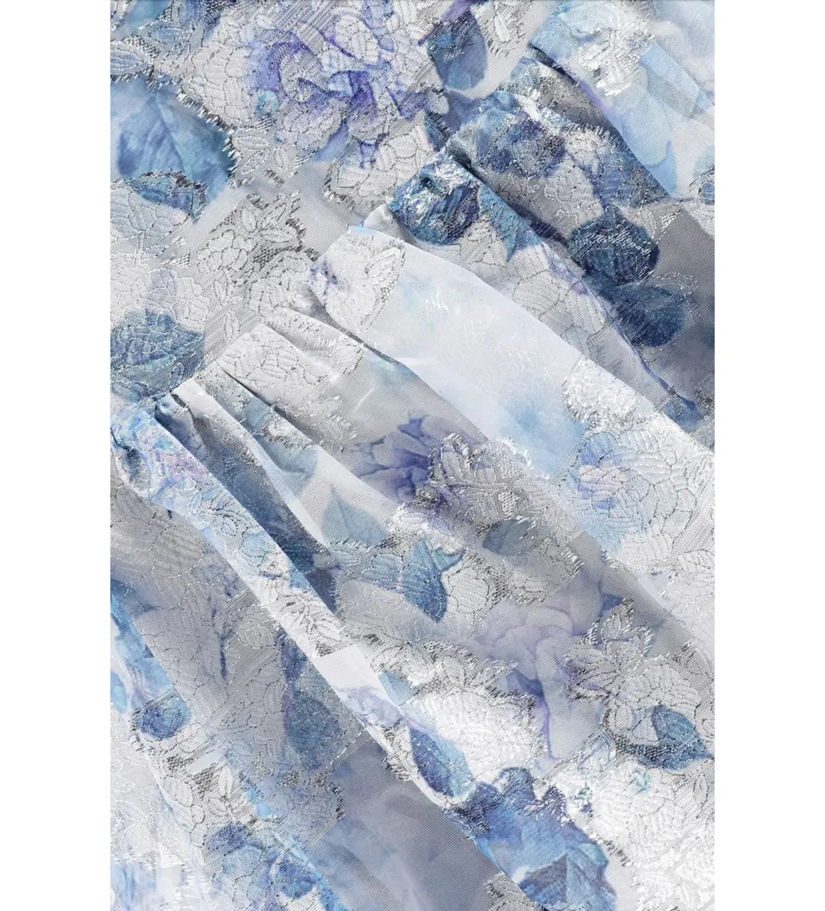 Marchesa Notte Tiered Velvet-Trimmed Fil Coupé Organza Dress in Sky Blue Size 10 - Image 3