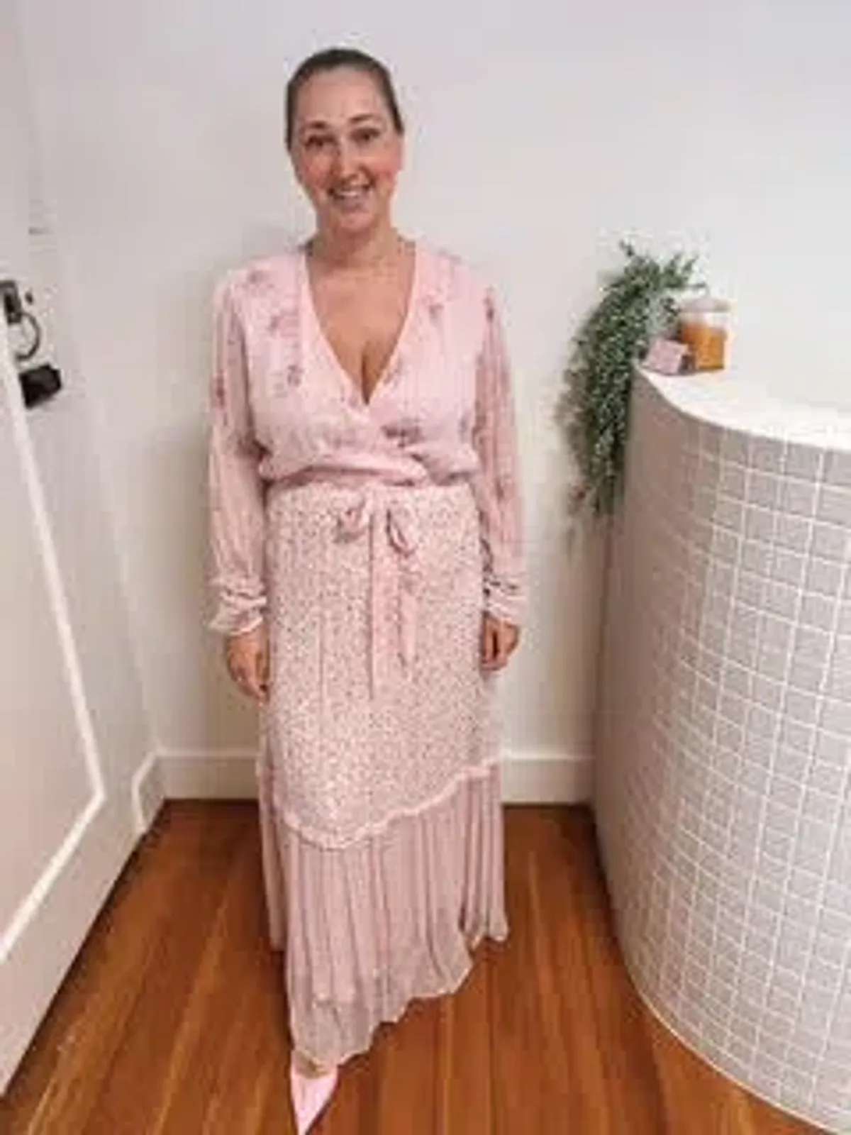 Ghost Avery Pink Floral Maxi Dress Size AU 12 - Image 3