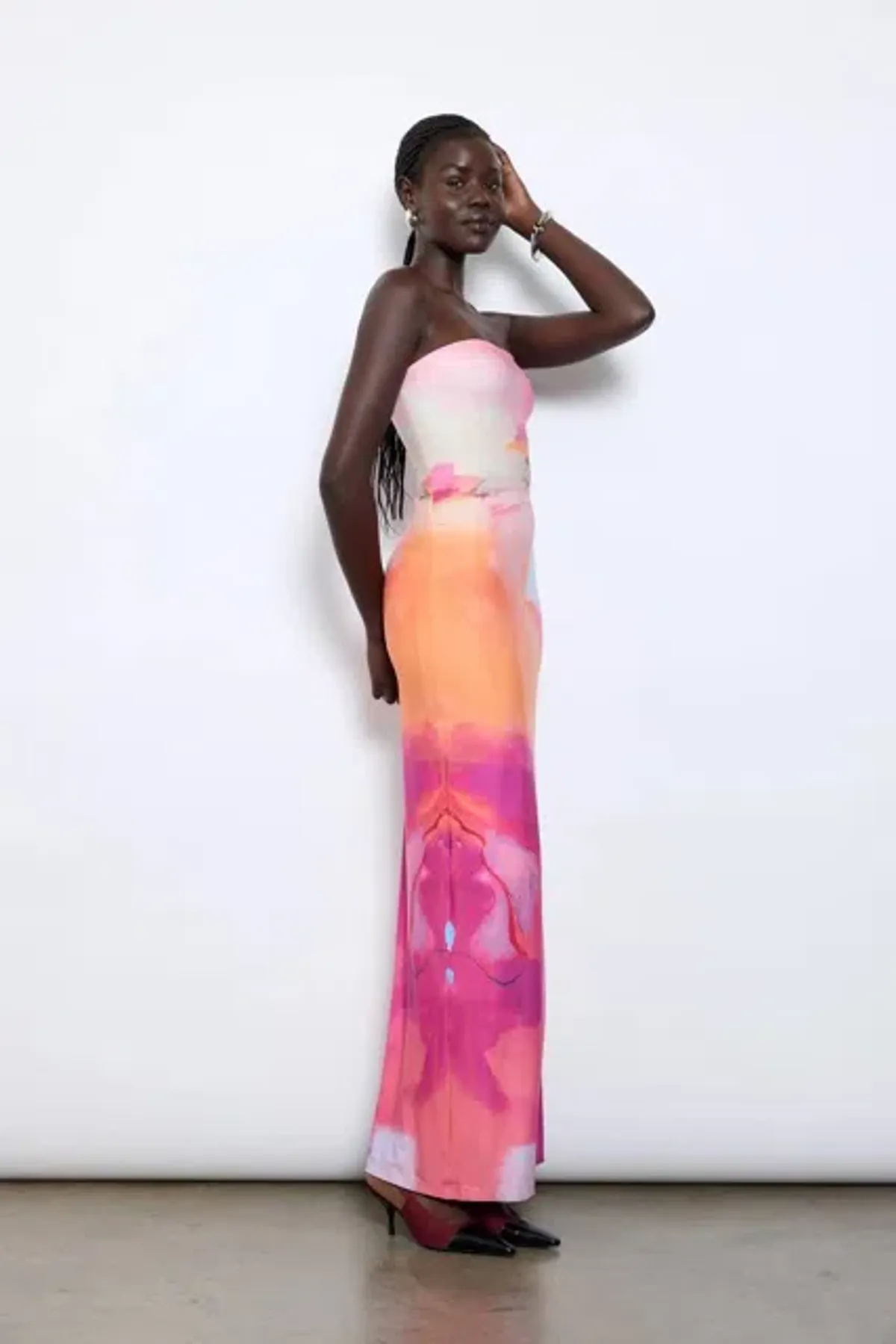With Harper Lu Strapless Slip Maxi Dress Abstract Art Size M/AU 10 - Image 3