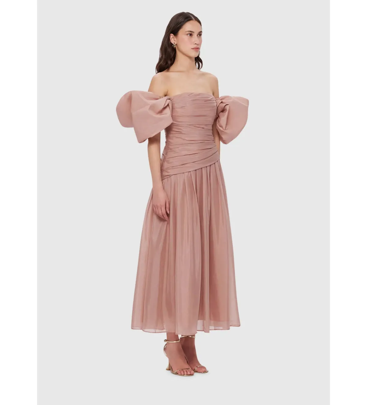 Leo Lin Lydia Puff Sleeve Midi Dress Size 10  - Image 2