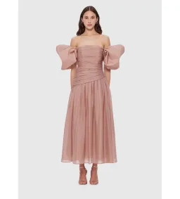 Leo Lin Lydia Puff Sleeve Midi Dress Size 10  for rent on The Volte - image 1