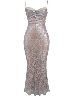 House of CB Azzurra Lace Godet Gown in Ice Blue Size S/AU 8 for rent on The Volte - image 10