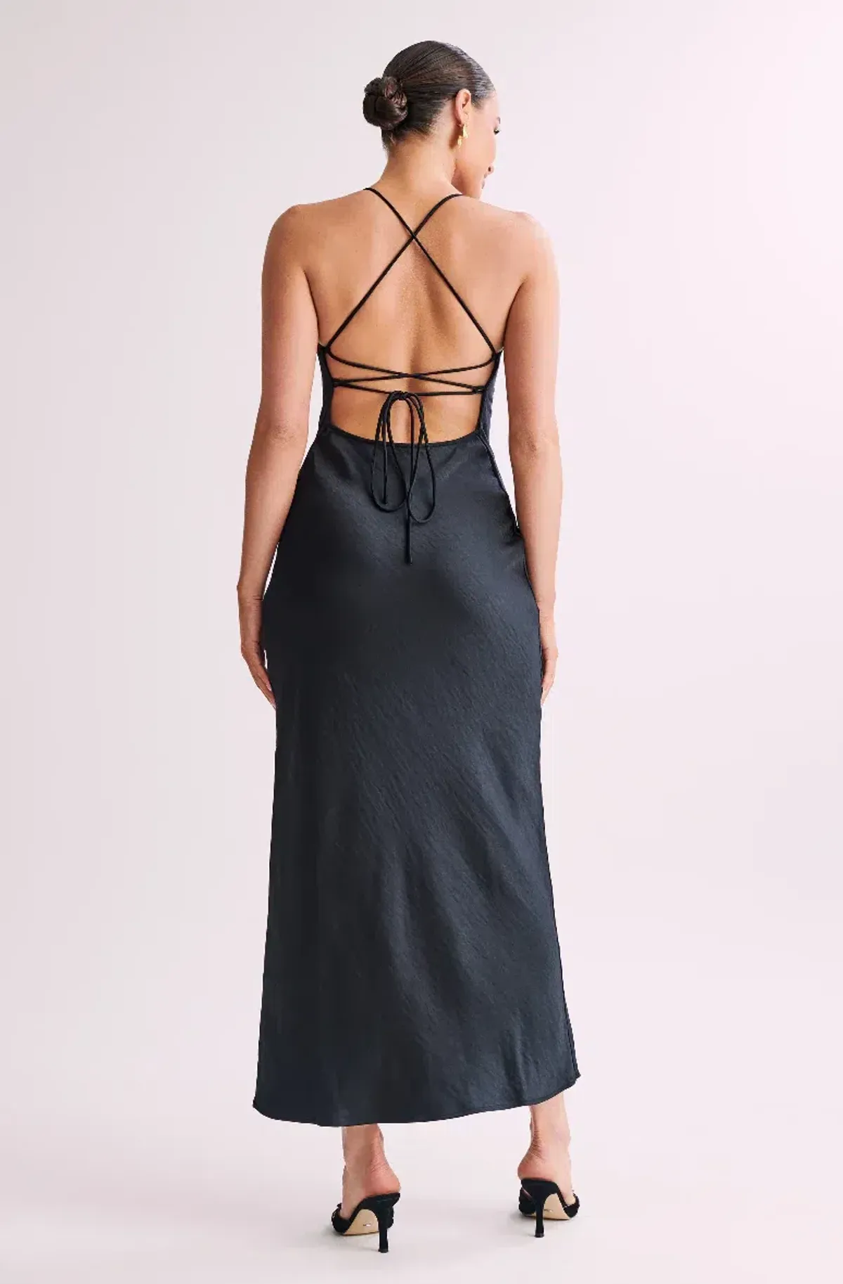 Meshki Sydney Straight Neck Slip Maxi Dress in Black Size 8 - Image 2