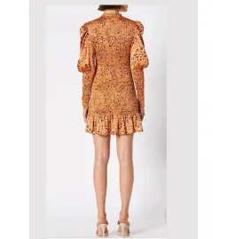 Scanlan Theodore Silk Leopard Shirred Mini Dress Brown Size AU 6 for rent on The Volte - image 2