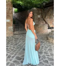 Natalie Rolt Dahlia Dress in Baby Blue Size 1 / AU 8 for rent on The Volte - image 2