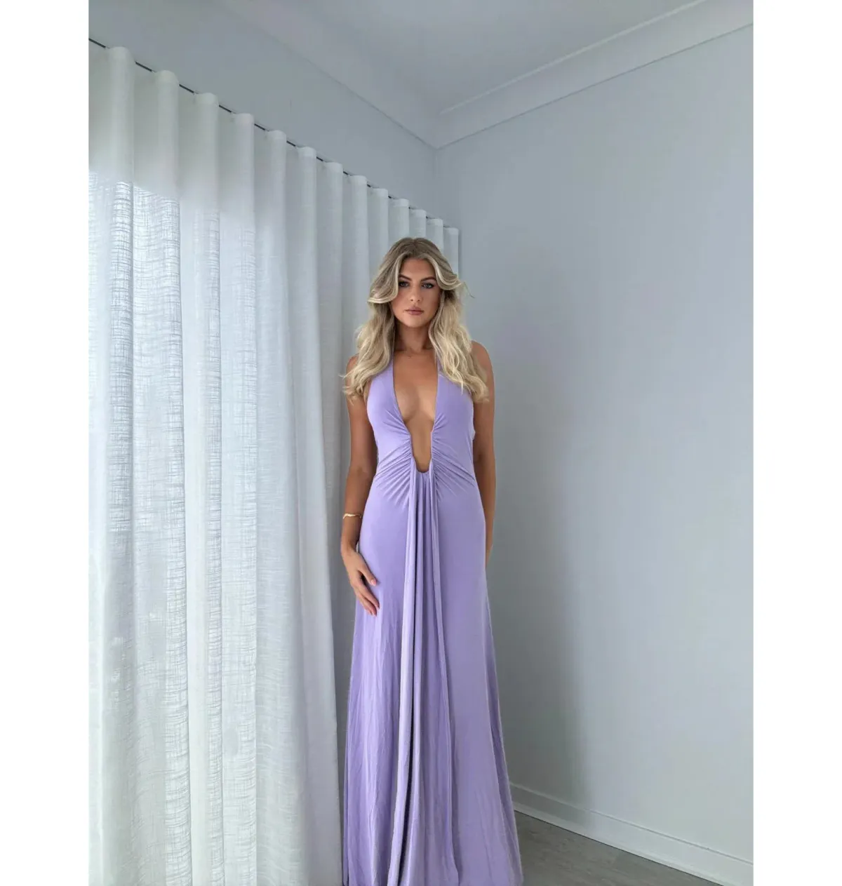 Misha Jennifer Cupro Maxi Dress Lilac Size 8/S - Image 5