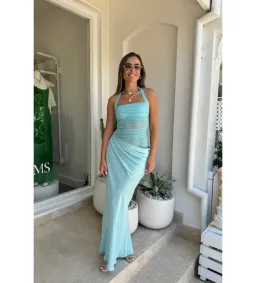 Benni Gina Halter Dress in Aqua Size AU 6 for rent on The Volte - image 1