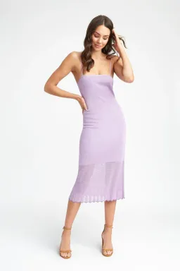 Kookai Marrakesh Knit Midi Dress Lilac Size 8 for rent on The Volte - image 1