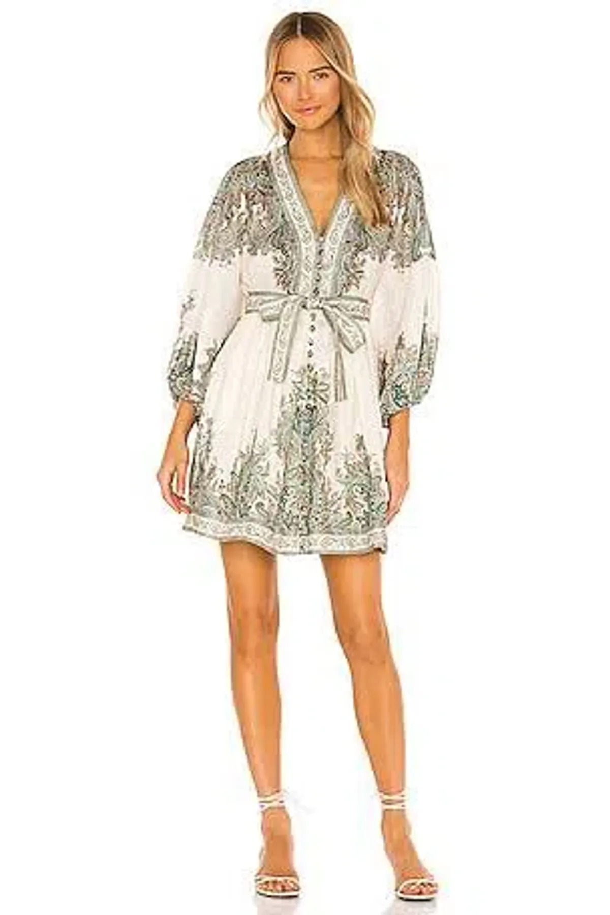 Zimmermann Brighton Paisley Tie Waist Party Mini Dress Print Size 1 / AU 10  - Image 1