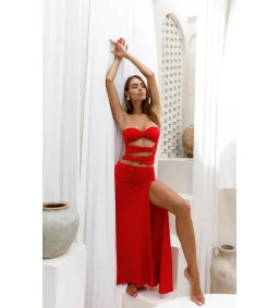 Mode Mila Remi Top and Maxi Skirt Set Ruby Red Size S/AU 8 for rent on The Volte - image 1