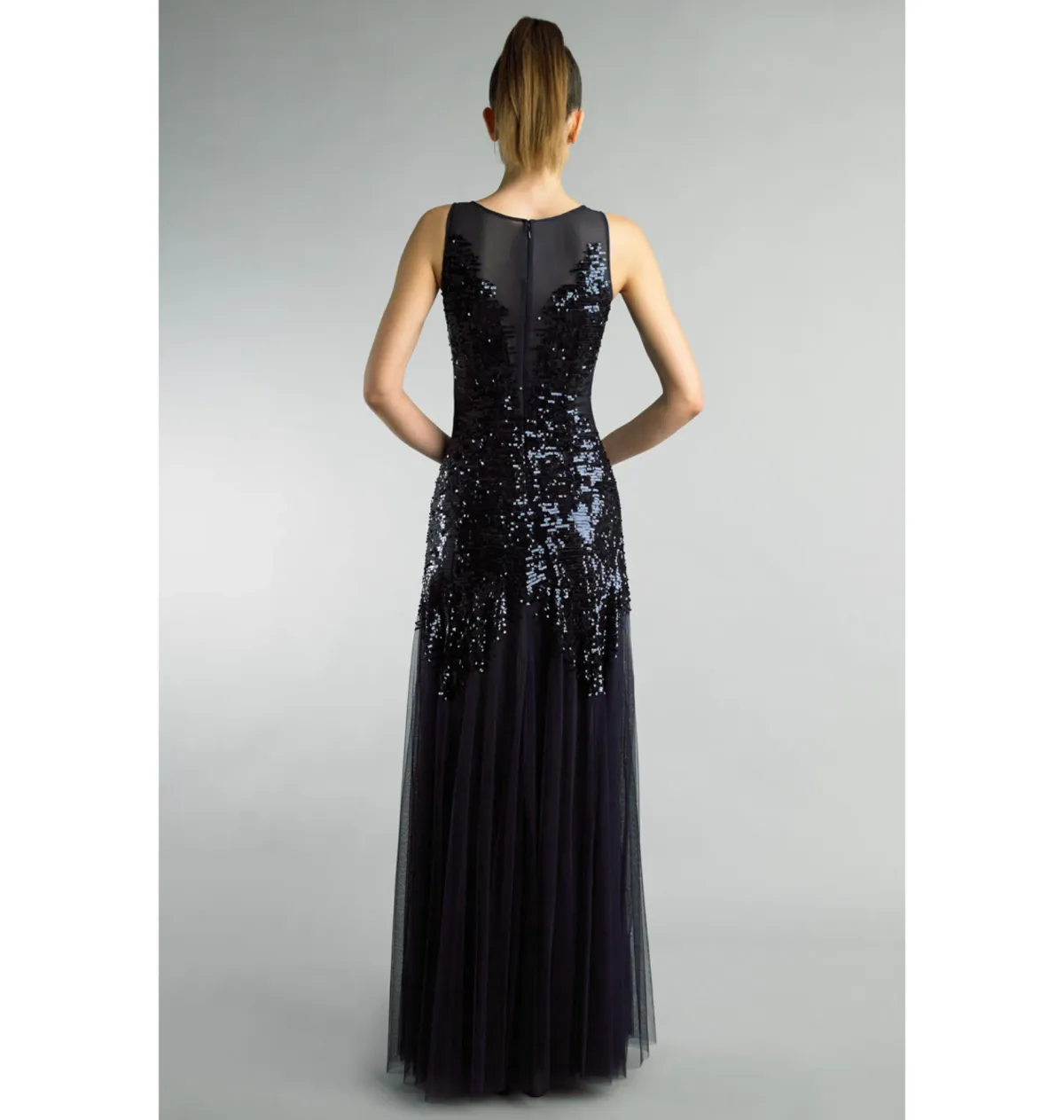 Bariano Mesh Sequin Gown Black Size 10 - Image 2