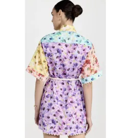 Zimmermann Lightburst Trimmed Shirt Mini Dress in Spliced Size 1/AU 10 for rent on The Volte - image 3