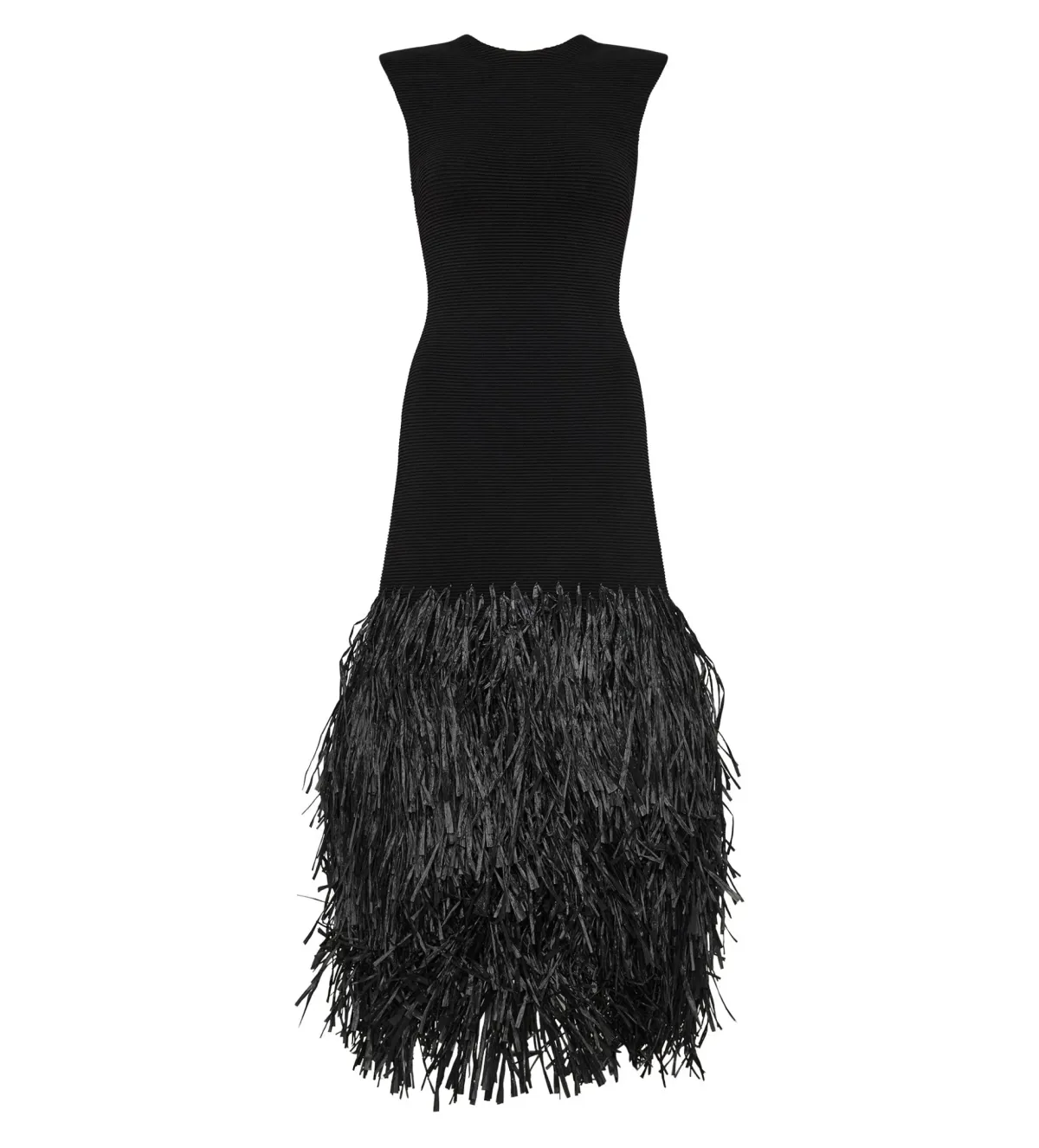 Aje Raffia Rushes Knit Midi Dress in Black Size XS/AU 6 - Image 5