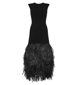 Aje Raffia Rushes Knit Midi Dress in Black Size XS/AU 6 for rent on The Volte - image 5