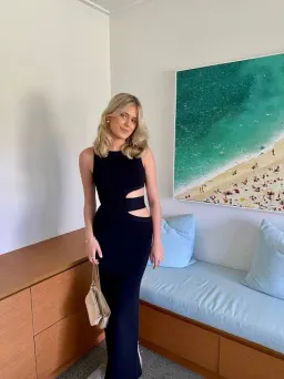 Scanlan Theodore Crepe Knit Gown Maxi Black Size AU 8 for rent on The Volte - image 1