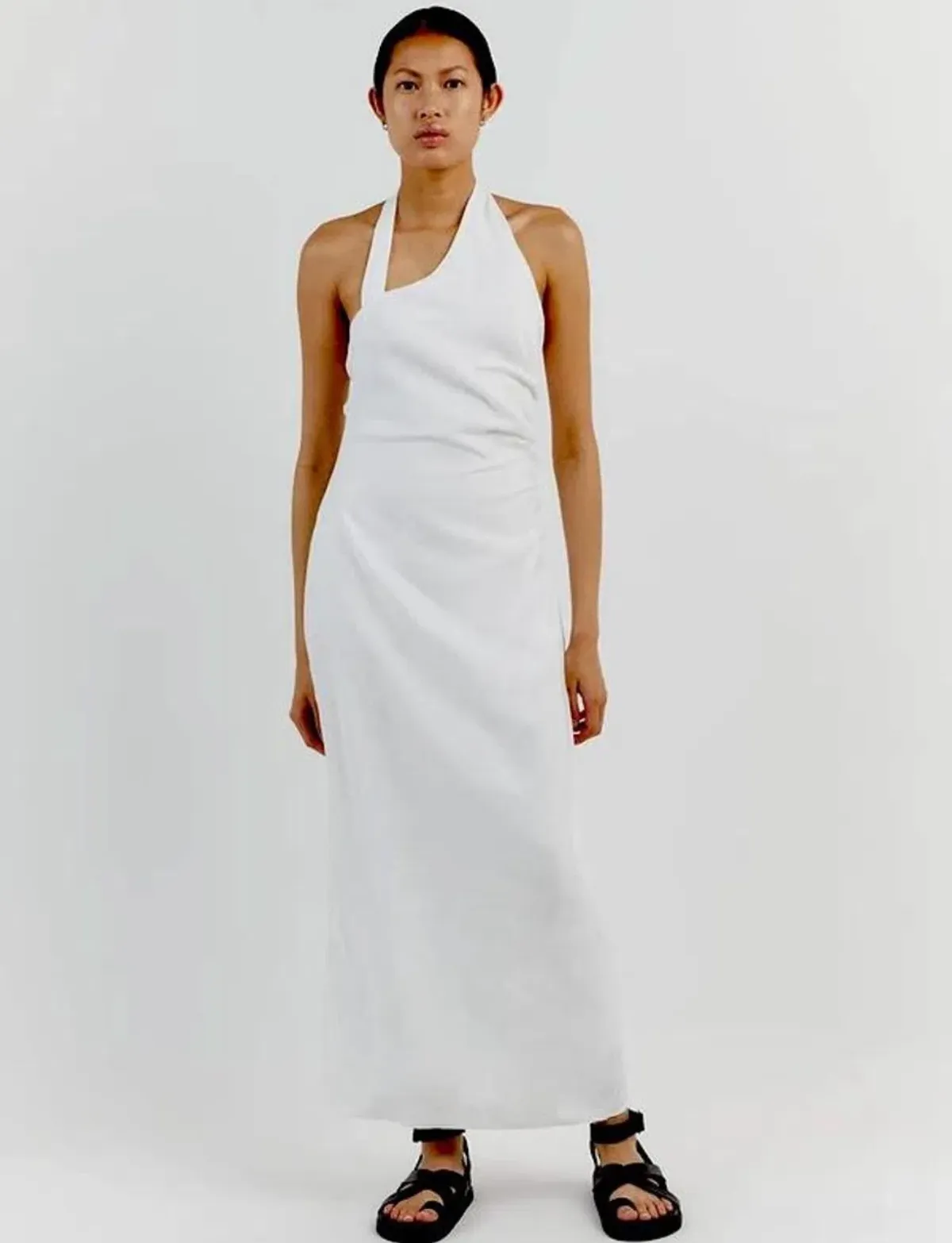 Dissh Zoey Asym Linen Midi Dress White Size AU 10 - Image 1