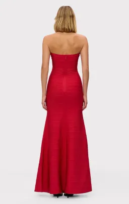 Herve Leger Lipstick Red Sara Gown Size 10 for rent on The Volte - image 3