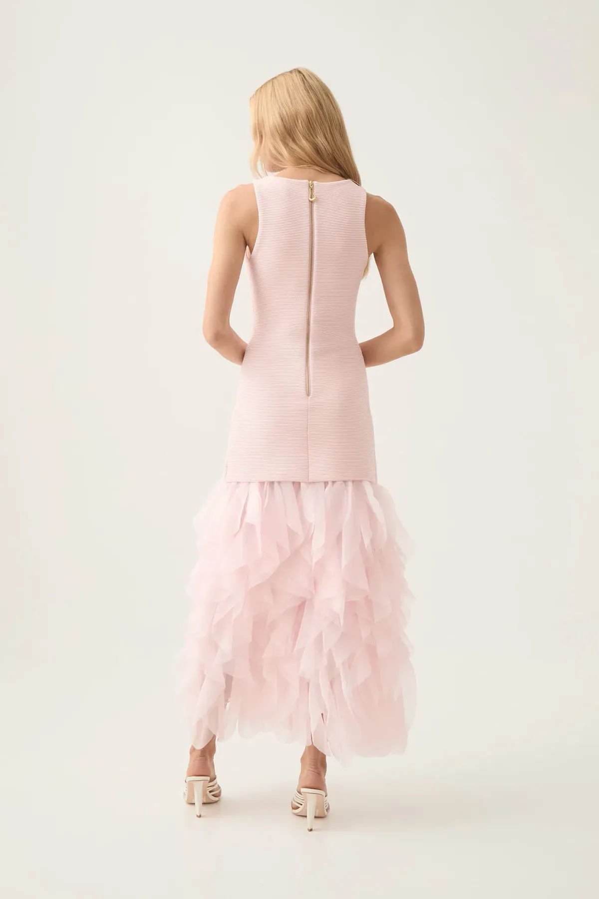 Aje Elations Knit Maxi Dress Pastel Pink Size L/AU 12 - Image 3
