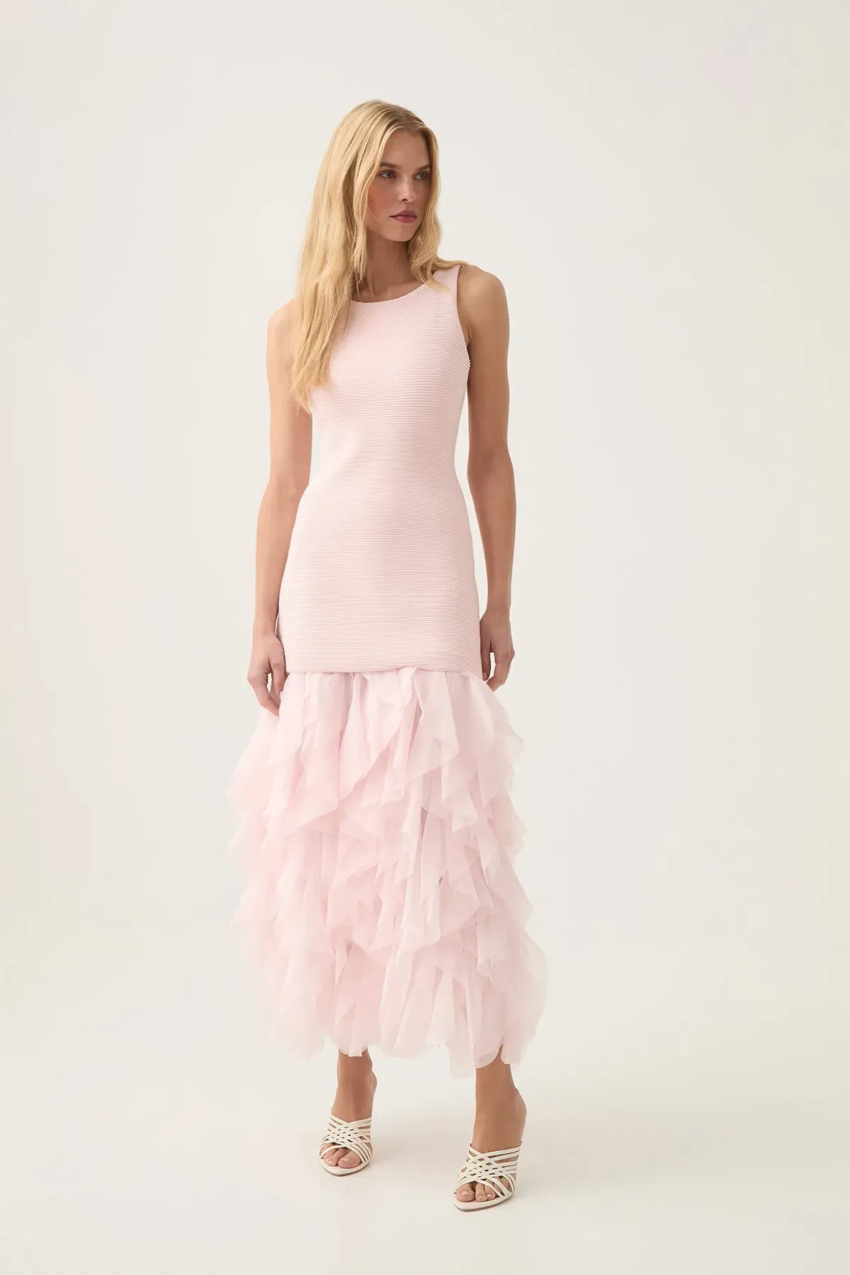 Aje Elations Knit Maxi Dress Pastel Pink Size L/AU 12 - Image 1