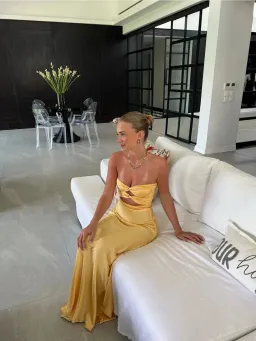 HNTR The Label Inka Gown in Gold Sun Size XS  /AU 6 for rent on The Volte - image 1