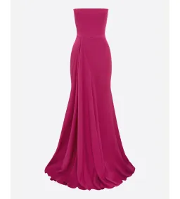 Alex Perry Strapless Gathered Drape Gown in Satin Crepe Raspberry Size AU 6 for rent on The Volte - image 4