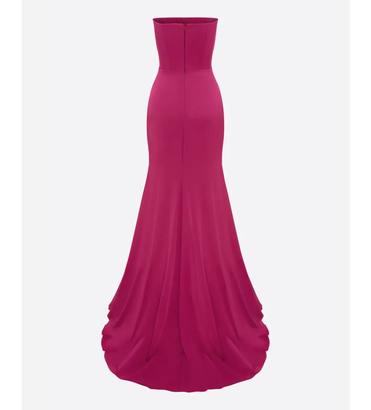 Alex Perry Strapless Gathered Drape Gown in Satin Crepe Raspberry Size AU 6 - Image 5