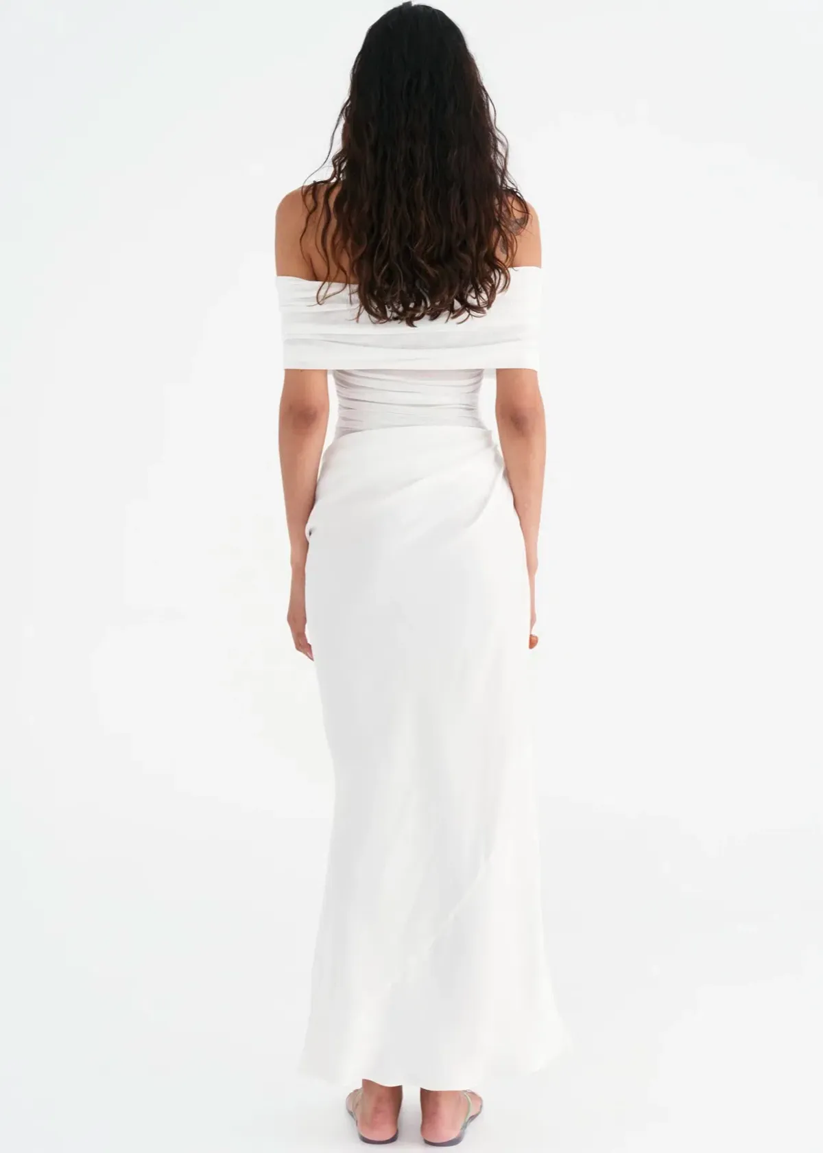 Benni Nico Dress White Off Shoulder Maxi Dress White Size 6 - Image 4