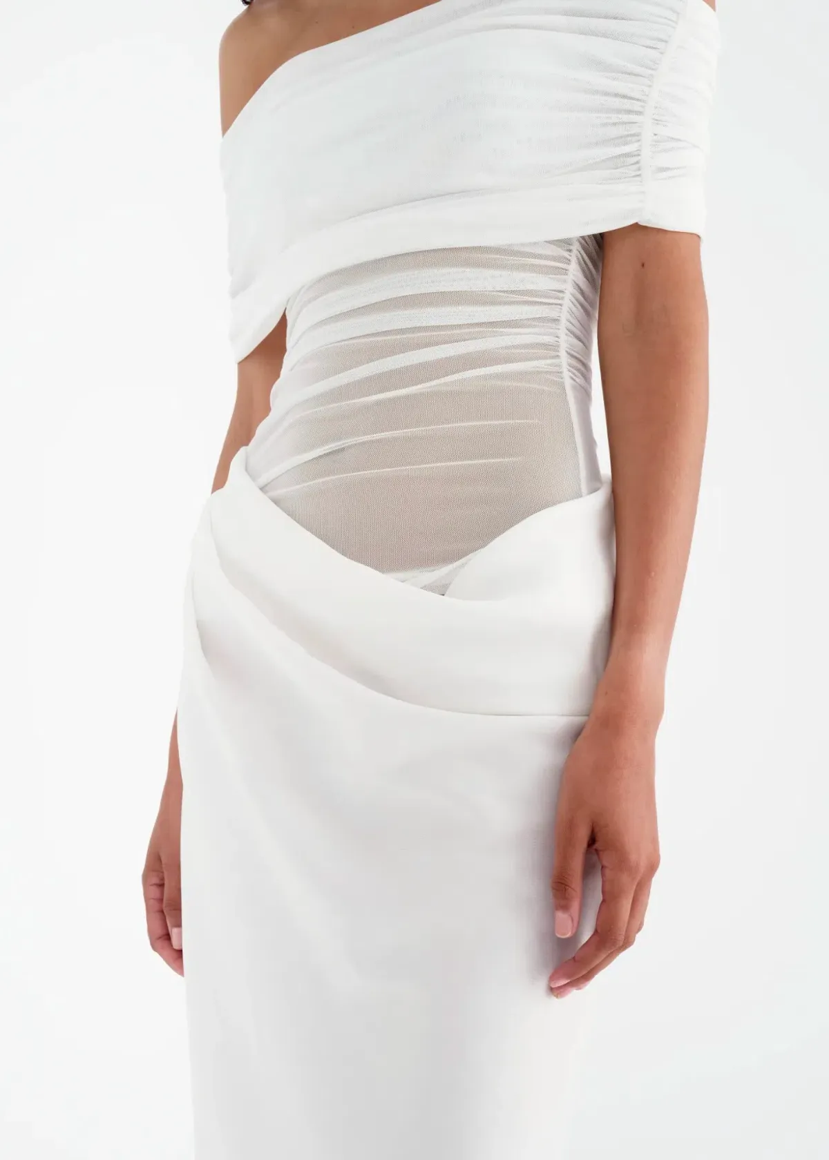 Benni Nico Dress White Off Shoulder Maxi Dress White Size 6 - Image 3