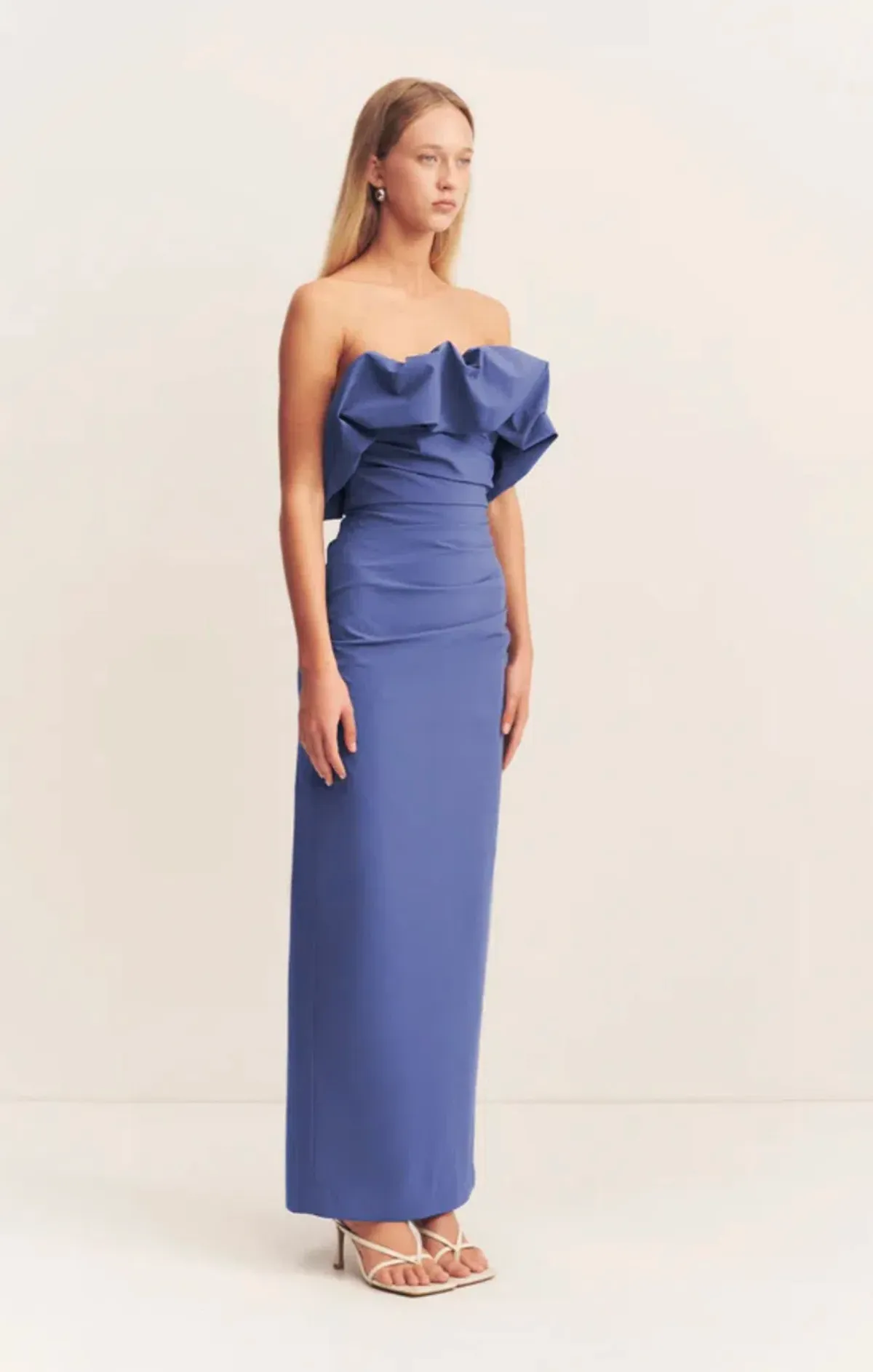 Shona Joy Campbell Strapless Bubble Maxi Dress Wave Blue Size AU 12 - Image 3