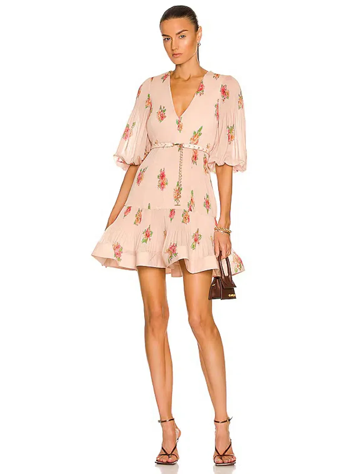 Zimmermann Pleated Mini Dress Blush Floral Size 1 - Image 1
