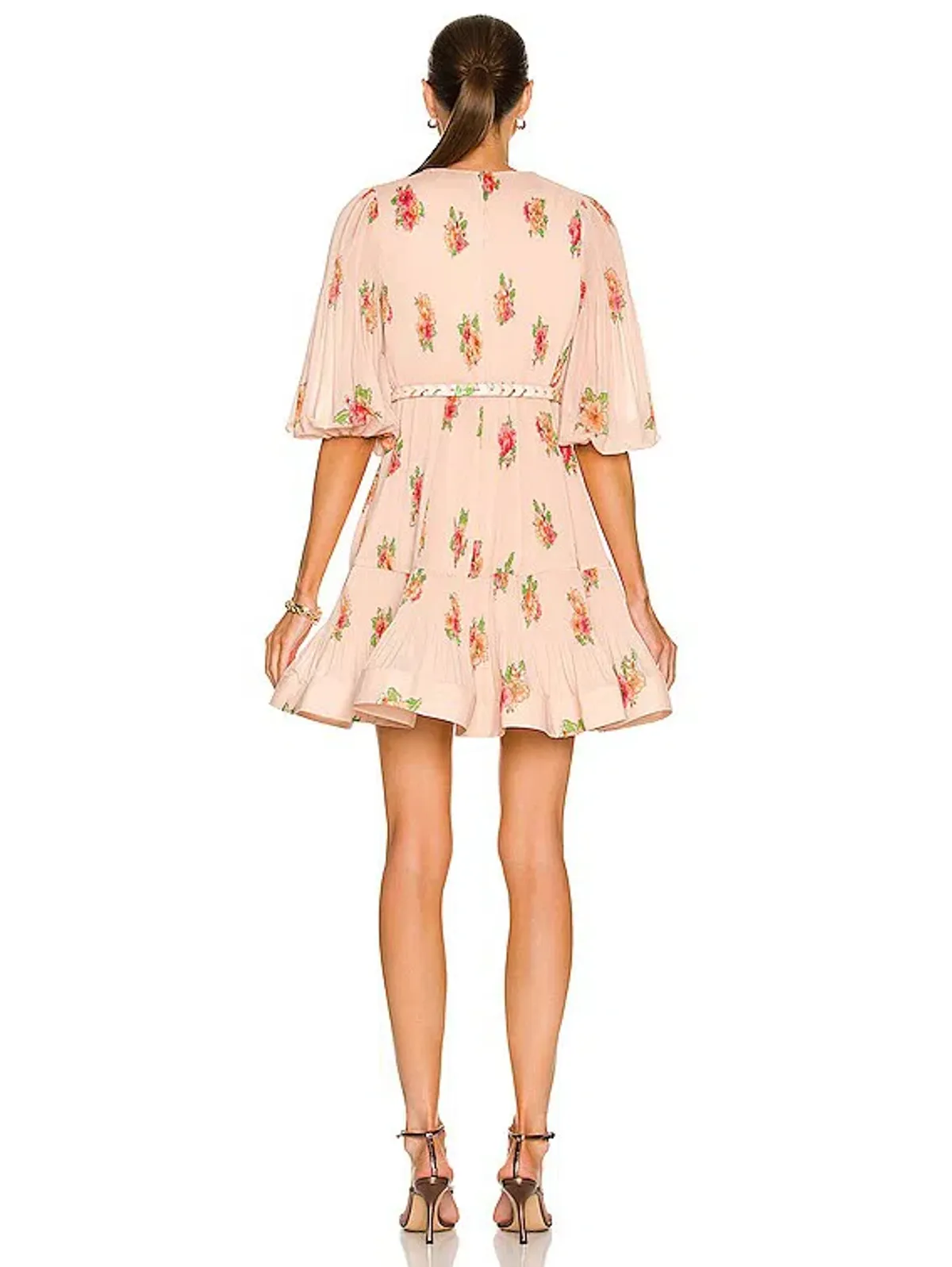 Zimmermann Pleated Mini Dress Blush Floral Size 1 - Image 5