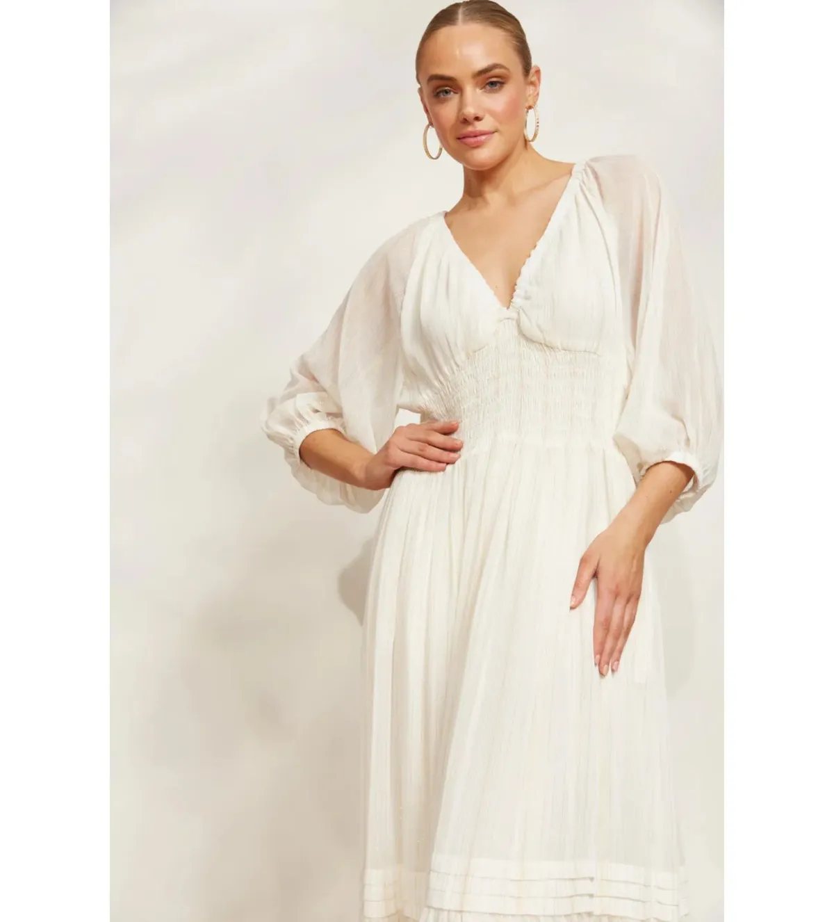 eb&ive Sereno Maxi Dress Pearl Size XL/AU 14 - Image 4