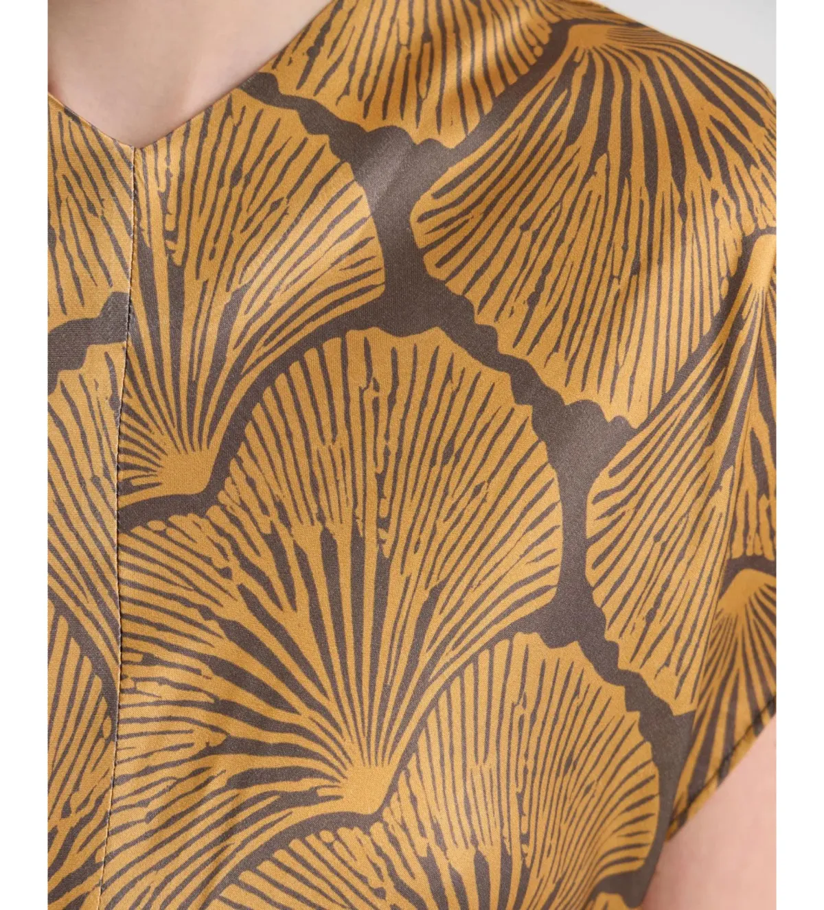 Oxford Fleur Printed Twill Midi Dress Chocolate/Gold Size AU 14 - Image 5