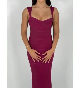Herve Leger Sweetheart Banded Gown Burgundy Size M/AU 10 for rent on The Volte - image 3