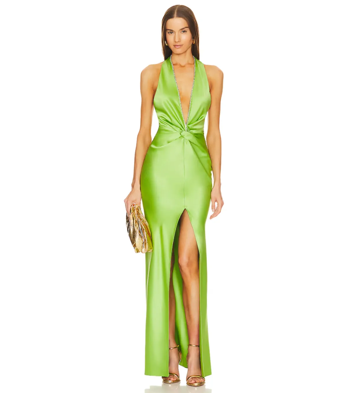 Khanums X Revolve Halter Gown in Pear Green Size XS / AU 4 - Image 1