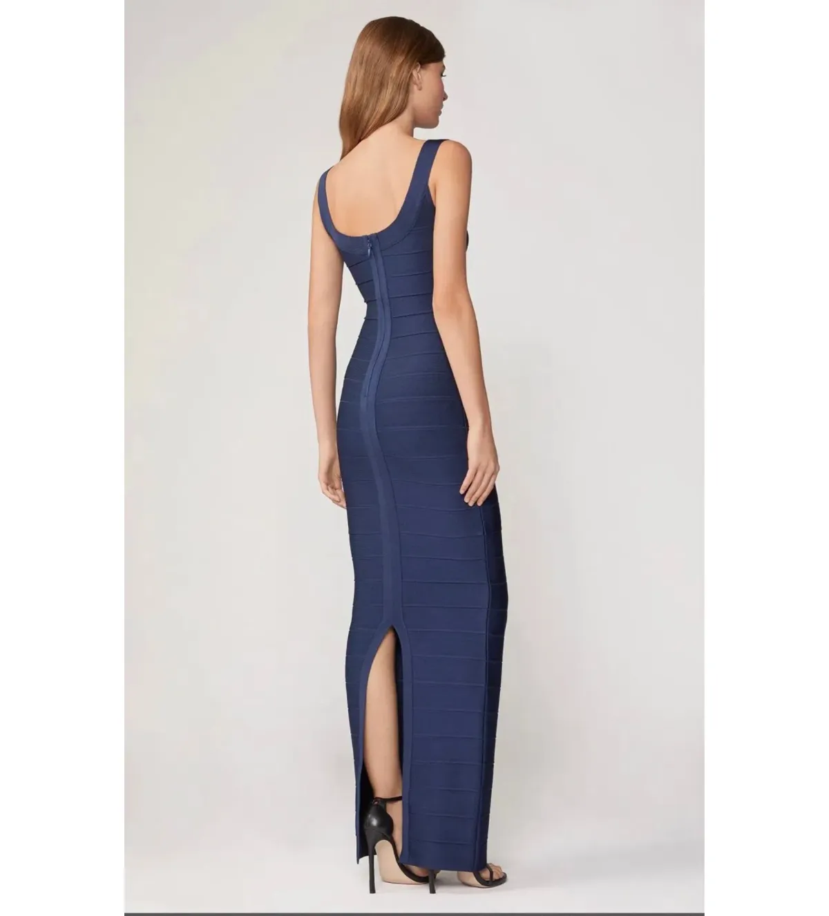 Herve Leger Round Neck Gown in Navy Size XS / AU 10 - Image 3