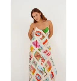 Oroton Ticket Print Slip Maxi Dress  Multi Size AU 14  for rent on The Volte - image 2