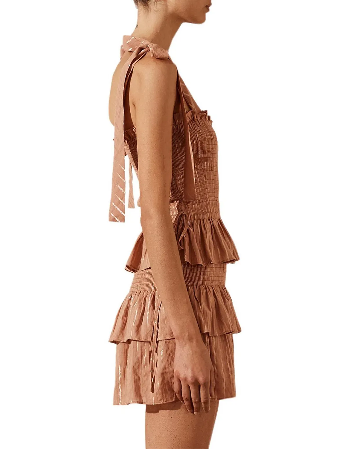 Shona Joy Corinne Shirred Mini Dress Desert Rose Size 8 - Image 3