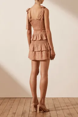 Shona Joy Corinne Shirred Mini Dress Desert Rose Size 8 for rent on The Volte - image 2