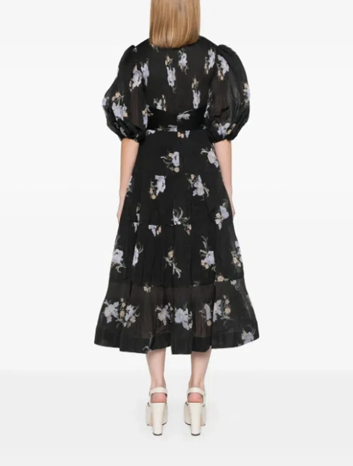 Zimmerman Pleated Midi Dress Floral in Black Size 6 - Image 2