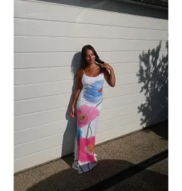 With Harper Lu Low Back Maxi Dress Azure Poppy Size S / AU 8 for rent on The Volte - image 3
